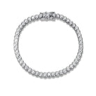 Sterling Silver Bracelet, Round Cut, Prong Clasp, Round Cut Bezel Bracelet in Silver, Pure Sterling Silver, AAA Grade Cubic Zirconia Stones, Silver, Dainty Tennis Bracelet, Men's Jewelry, Women's Jewelry, Men's Bracelet, Women's Bracelet, Unisex Bracelet