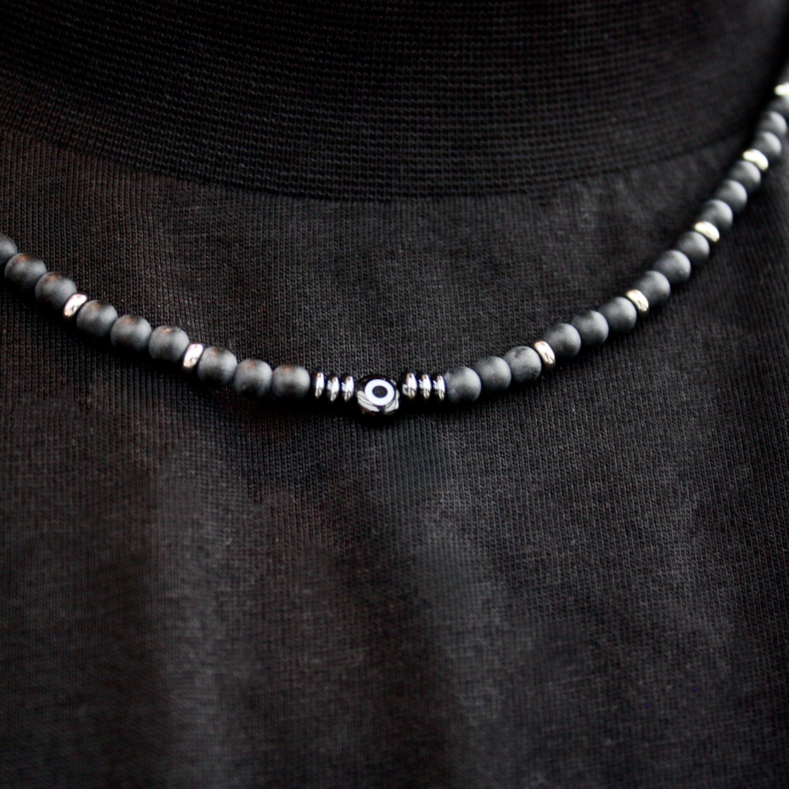 OODECO 【COTTON】BLACK with SILVER BEADS Necklace for men: onyx & silver beads | THOMAS SABO