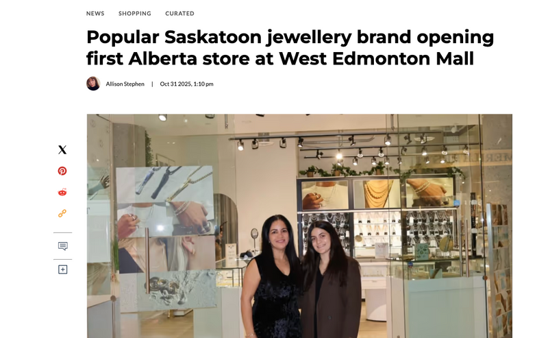Popular Saskatoon jewellery brand opening first Alberta store at West Edmonton Mall