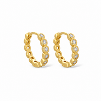 Bezel Huggie Hoops